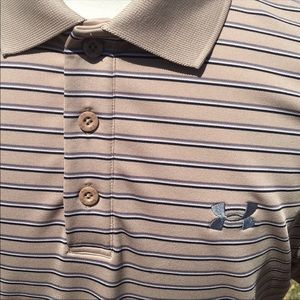 Under Armour polo tan short sleeve, stripes